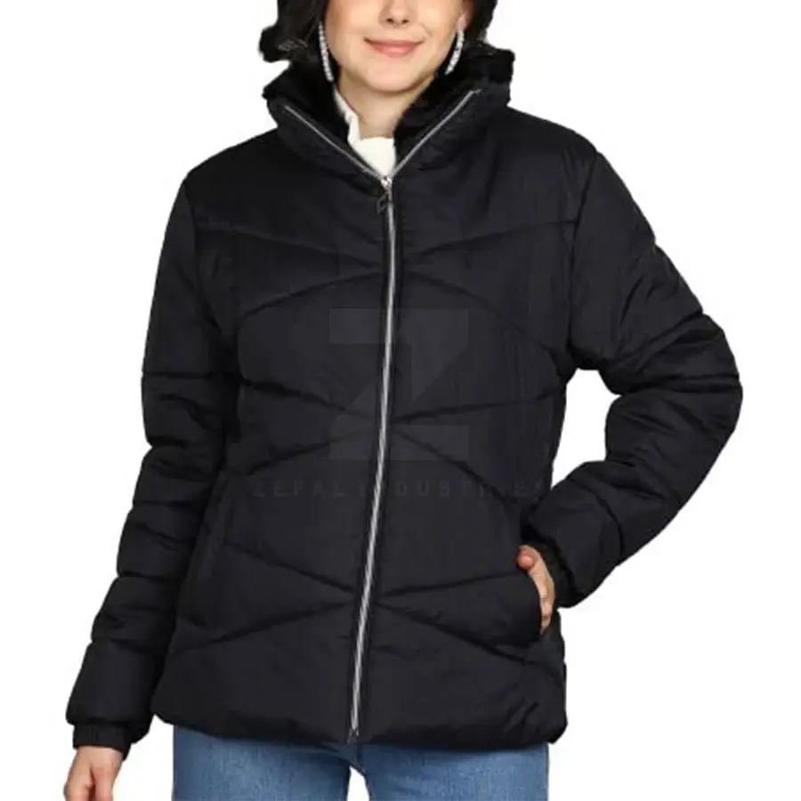 Comfortable Use Women Puffer Jackets High Quality Design Winter Solid Color Breathable Eco-Friendly Zipper Closure New Style — real Zefal Industries product photograph